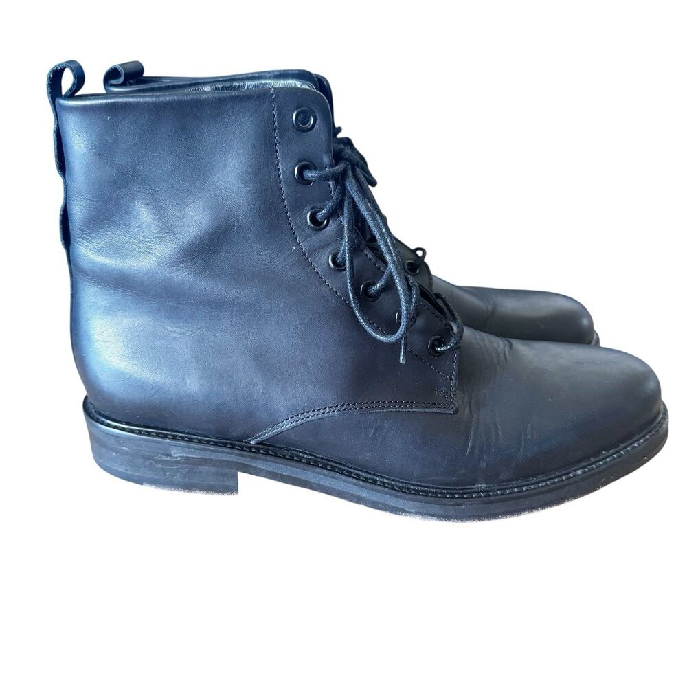 Maje Women 10/40 Black Leather Ankle‎ Lace Up Boot Combat